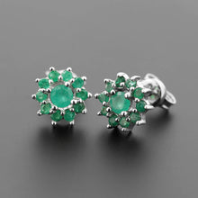 Cargar imagen en el visor de la galería, Aretes Girasol de Esmeralda