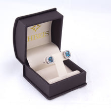 Cargar imagen en el visor de la galería, Aretes Cushion Topacio London Blue