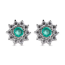 Cargar imagen en el visor de la galería, Aretes Flor Esmeralda
