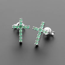 Cargar imagen en el visor de la galería, Aretes Cruz de Esmeralda

