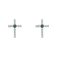 Aretes Cruz de Circón con Esmeralda