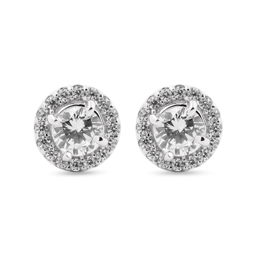 Aretes Halo Redondo con Circón