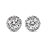 Aretes Halo Redondo con Circón