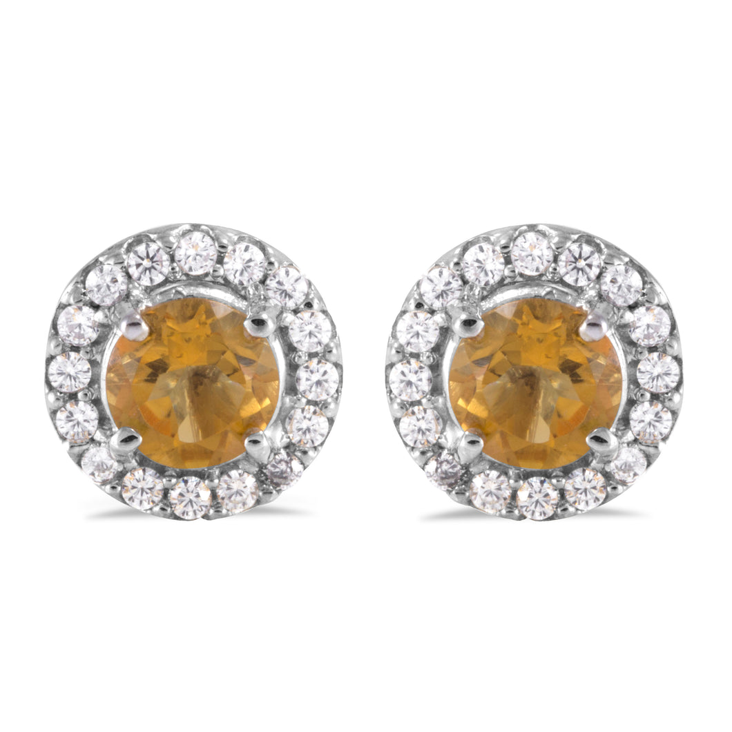 Aretes Halo Redondo con Cetrina