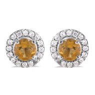 Aretes Halo Redondo con Cetrina