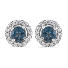 Cargar imagen en el visor de la galería, Aretes Halo Redondo con Topacio London Blue

