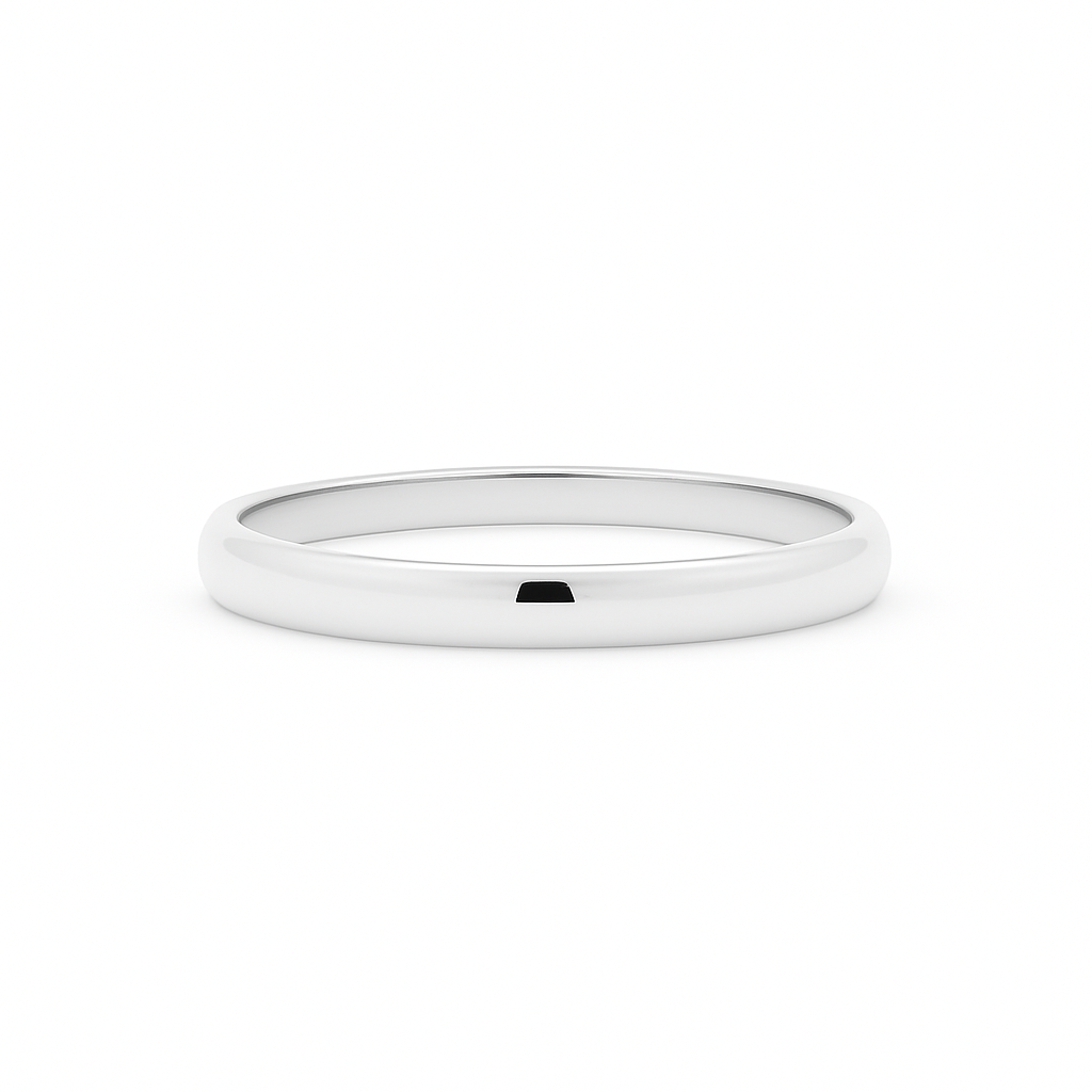 Argolla Media Caña Oro Blanco 18K – 3 mm